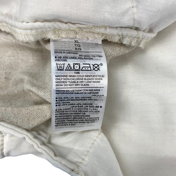 Old Navy Linen Pants Womens XL Beige Casual Flat Front Straight Leg Drawstring - Picture 6 of 16